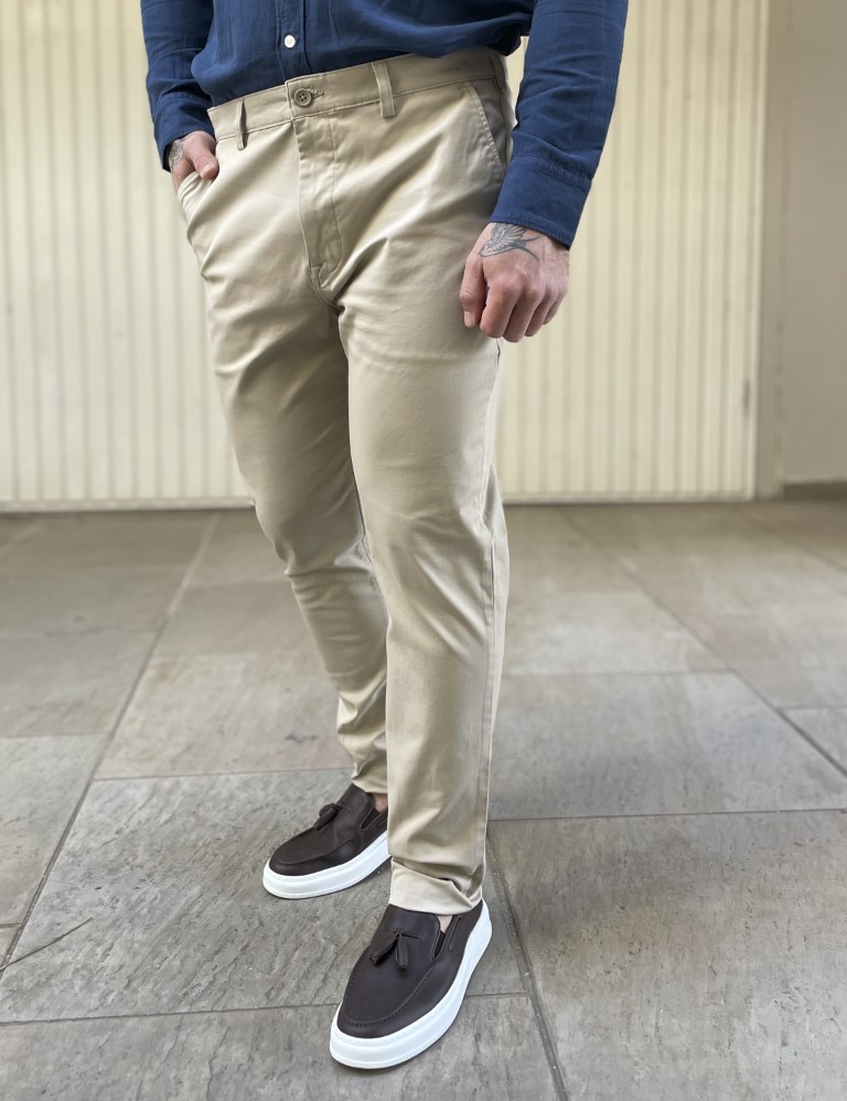 Lee Lee Παντελόνι Chino Ελαστικό σε Slim Εφαρμογή Μπεζ 112342927
